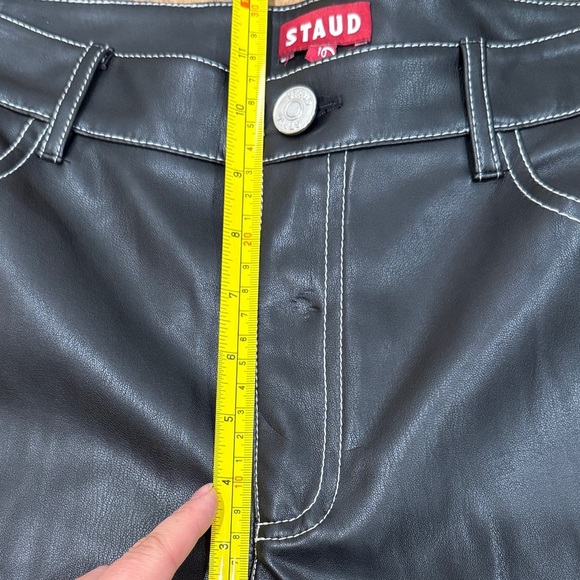 NWT STAUD Elliot Vegan Leather Straight-Leg Pants Sz 10 Black Fall Staple Timele - Picture 6 of 12